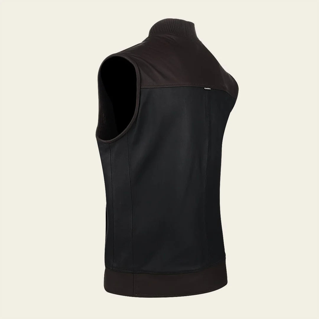 H369BOB - Cuadra Black Dress Casual Fashion Leather Vest for Men