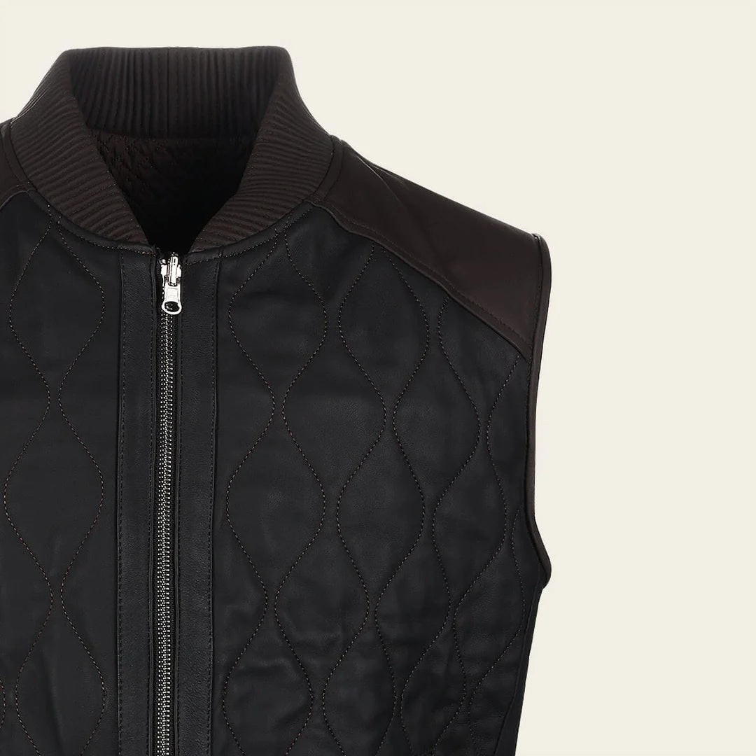 H369BOB - Cuadra Black Dress Casual Fashion Leather Vest for Men