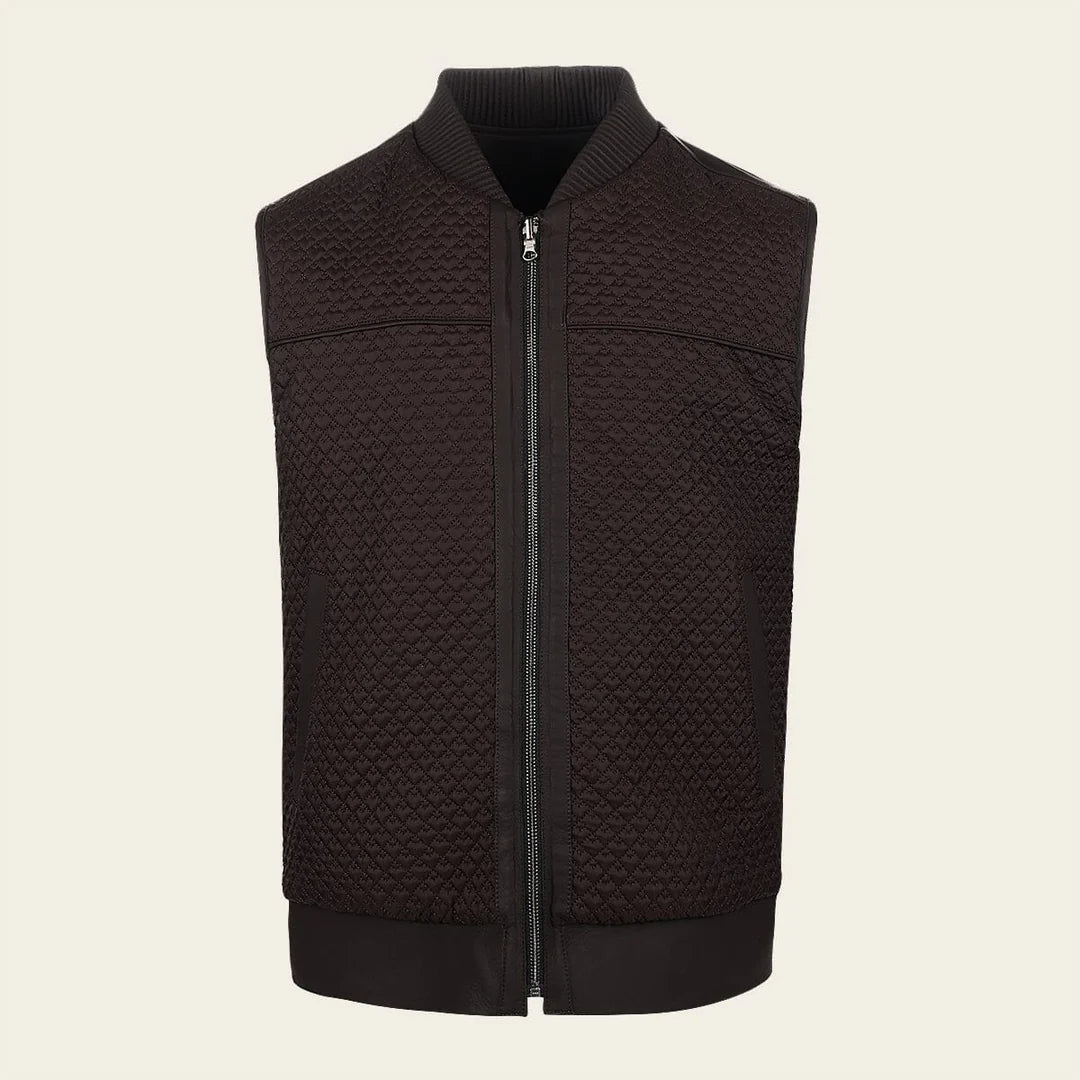 H369BOB - Cuadra Black Dress Casual Fashion Leather Vest for Men