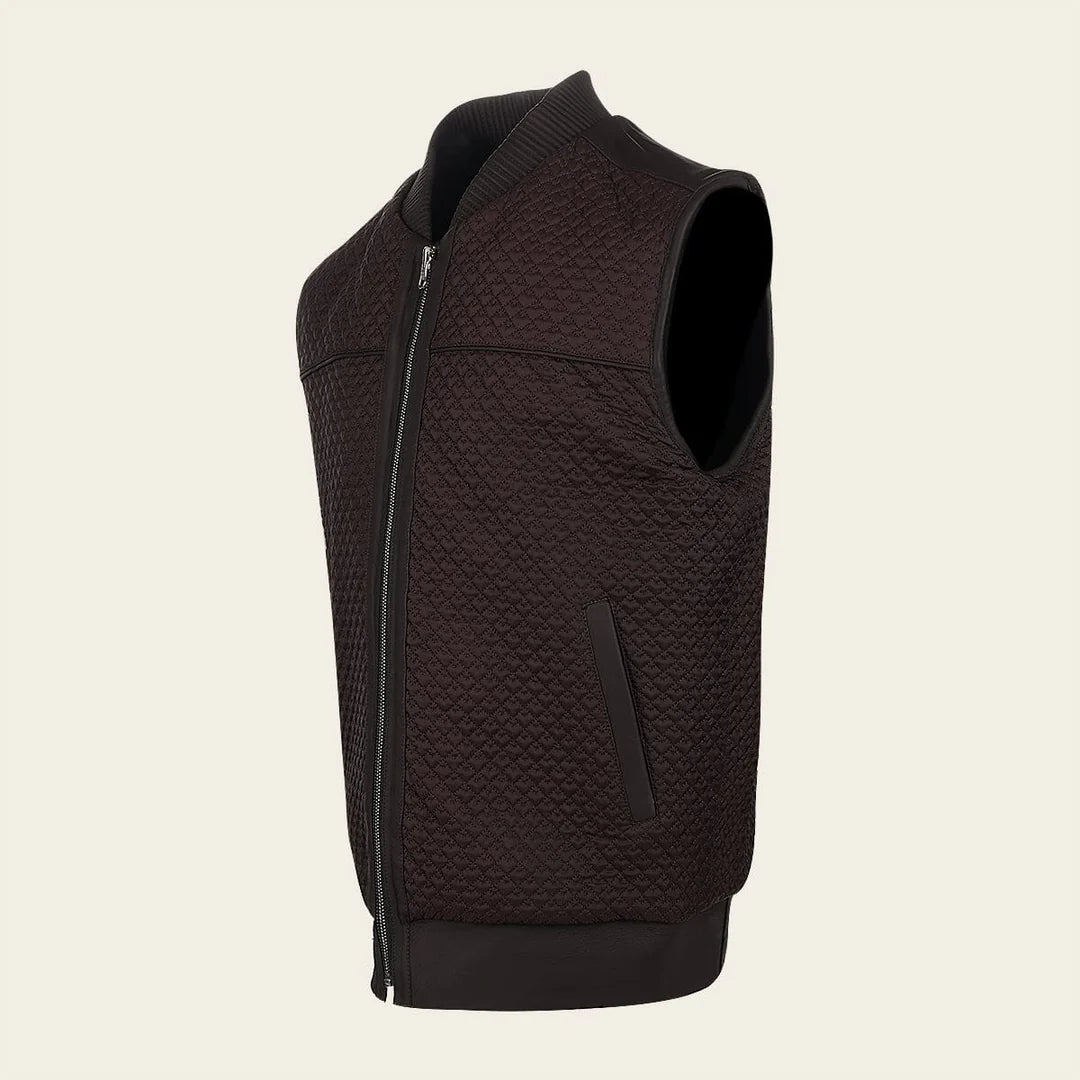 H369BOB - Cuadra Black Dress Casual Fashion Leather Vest for Men