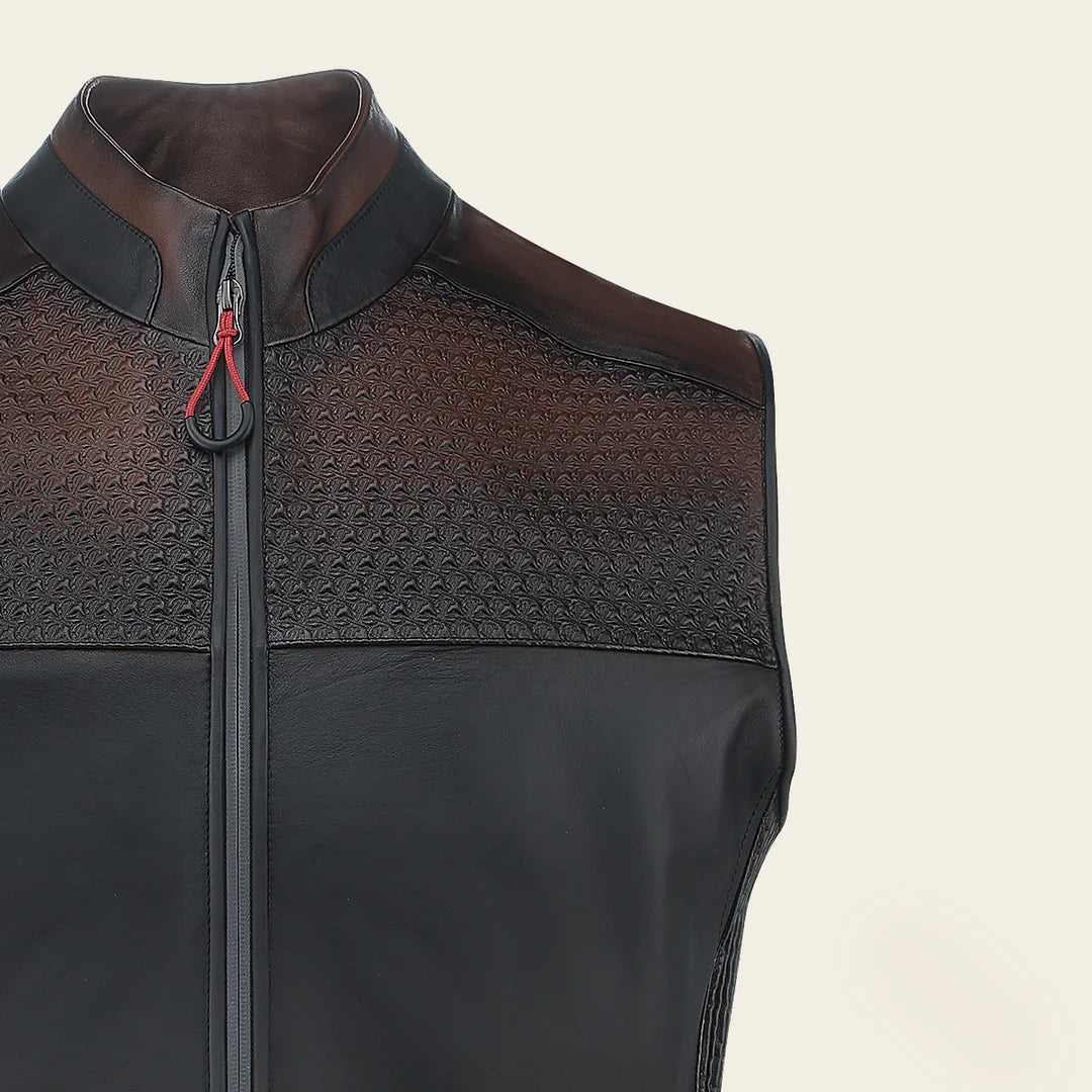 H378COB - Cuadra Brown casual fashion lambskin leather vest for men
