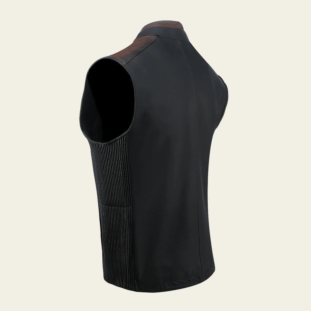 H378COB - Cuadra Brown casual fashion lambskin leather vest for men