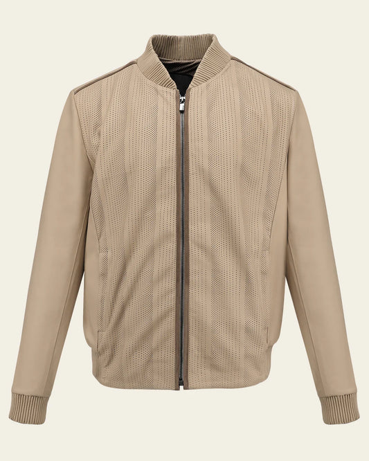 H406BOB - Cuadra beige casual fashion lambskin jacket for men