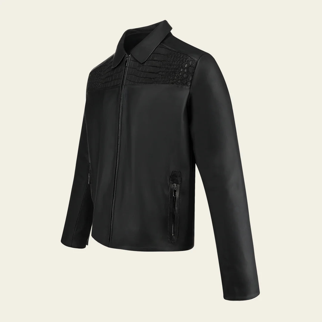 H409CPB - Cuadra Black Casual Fashion Crocodile Jacket for Men