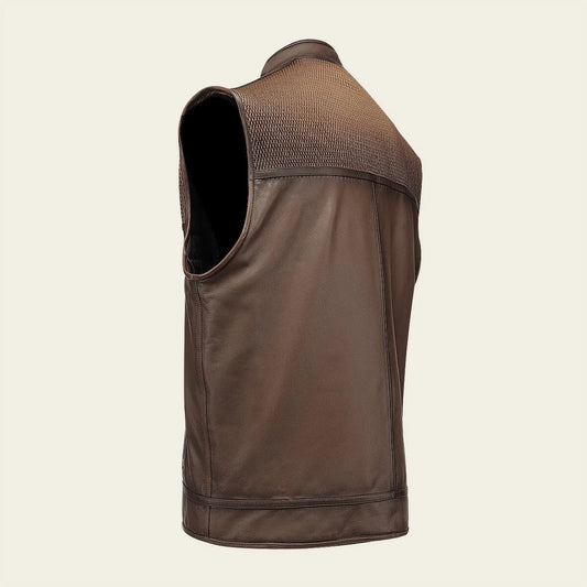 H413BOB - Cuadra Brown Casual Leather Vest for Men