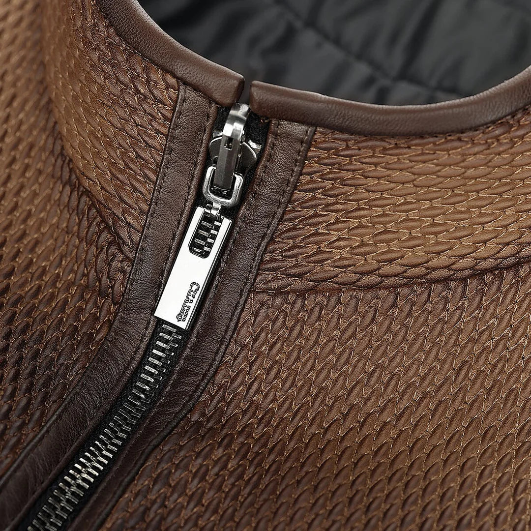 H413BOB - Cuadra Brown Casual Leather Vest for Men