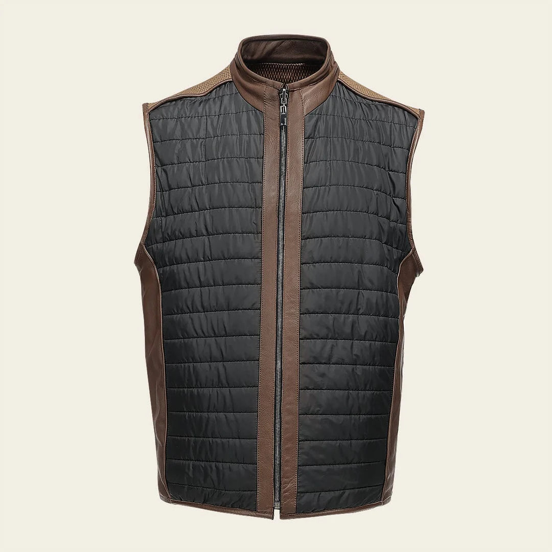 H413BOB - Cuadra Brown Casual Leather Vest for Men