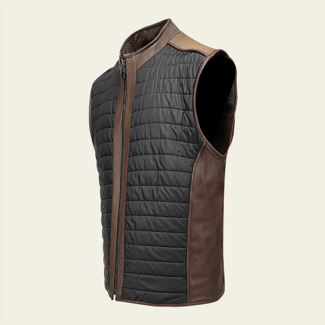 H413BOB - Cuadra Brown Casual Leather Vest for Men