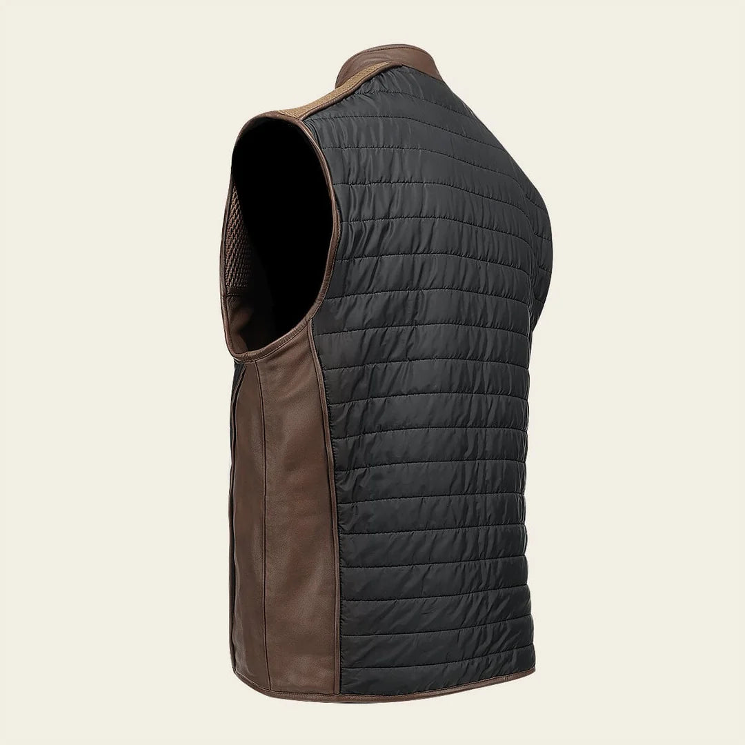 H413BOB - Cuadra Brown Casual Leather Vest for Men