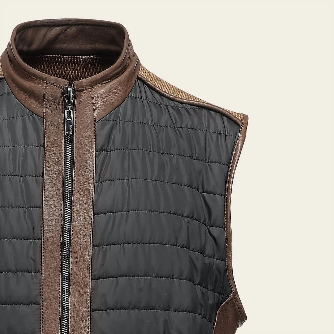 H413BOB - Cuadra Brown Casual Leather Vest for Men