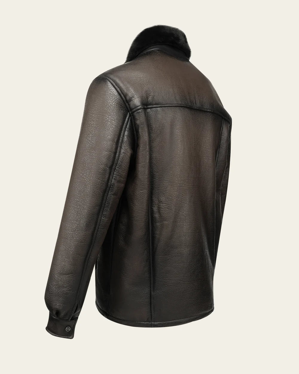 H417BOB - Cuadra Men's Brown Burnished Ovine Leather Shirt Jacket