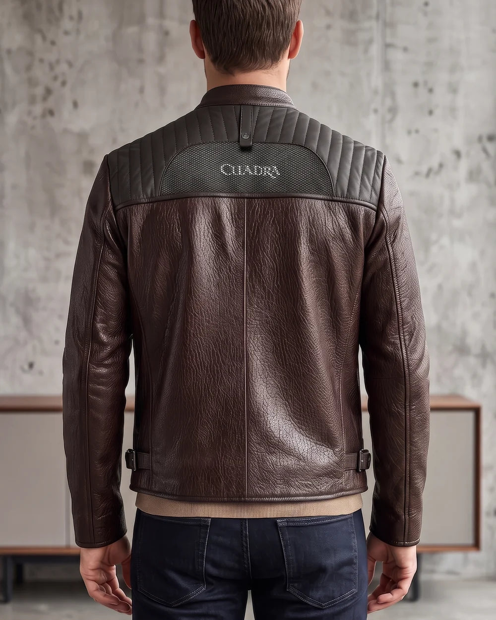 H418BOB - Cuadra Chocolate Casual Fashion Sheep Leather Moto Jacket for Men