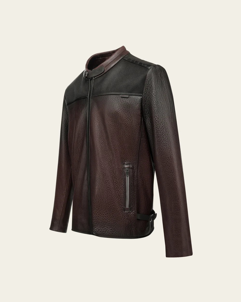 H418BOB - Cuadra Chocolate Casual Fashion Sheep Leather Moto Jacket for Men