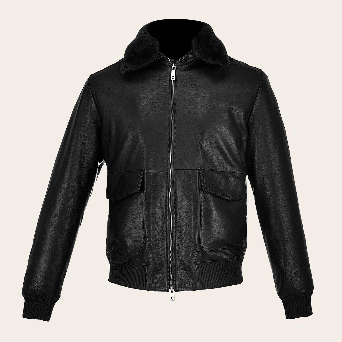 HCHI008 - Cuadra black dress casual fashion aviator leather jacket for men-Kuet.us