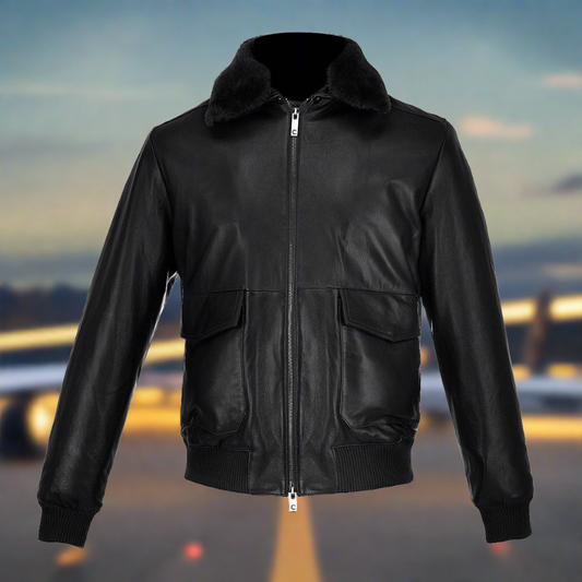 HCHI008 - Cuadra black dress casual fashion aviator leather jacket for men