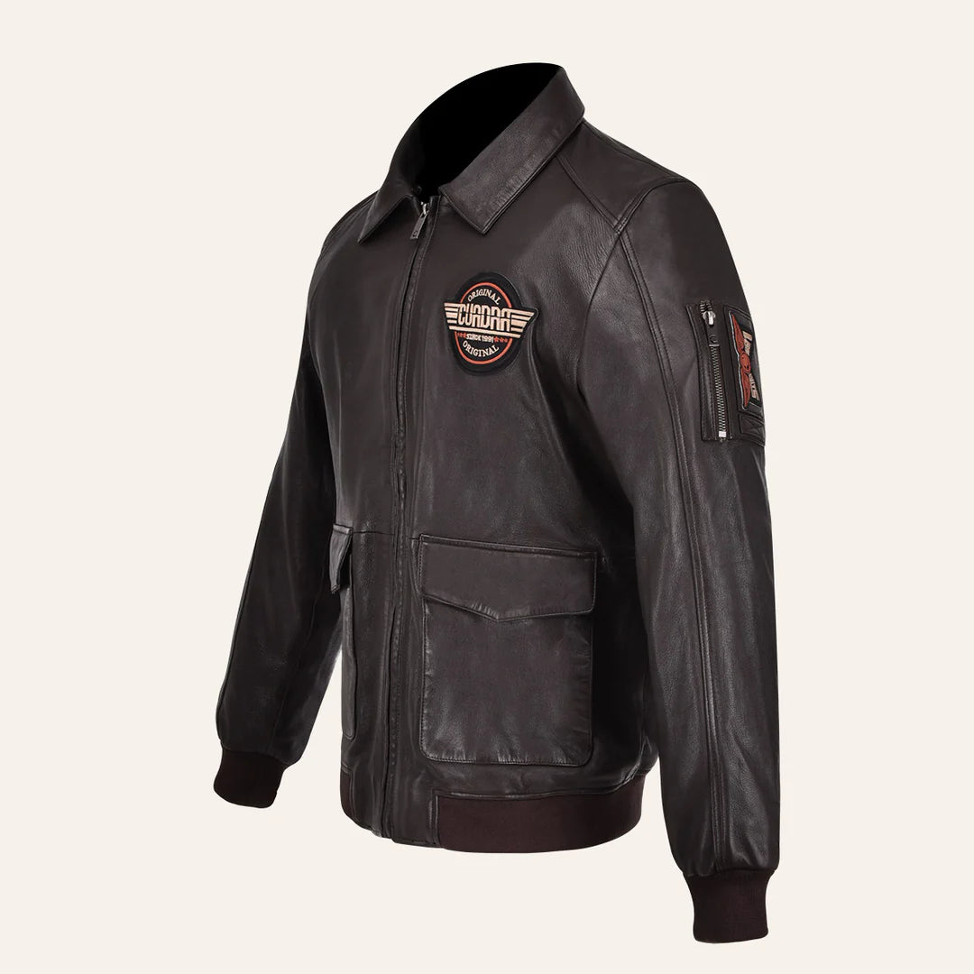 HCHI009 - Cuadra brown dress aviator leather jacket for men