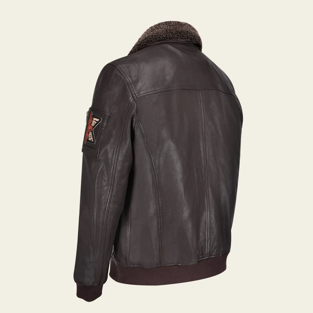 HCHI009 - Cuadra brown dress aviator leather jacket for men