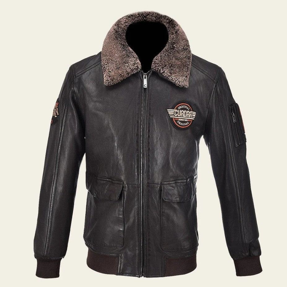 HCHI009 - Cuadra brown dress aviator leather jacket for men