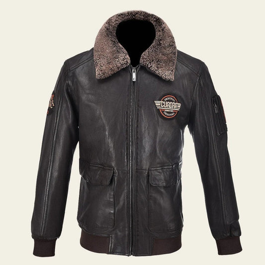 HCHI009 - Cuadra brown dress aviator leather jacket for men