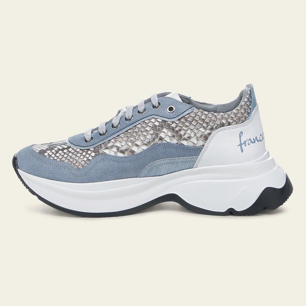 I04PBTC - Cuadra Blue Python Sneakers for Women