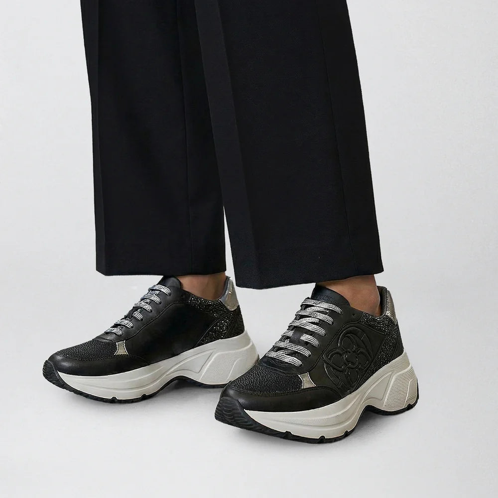 I13MTTM - Franco Cuadra black stingray leather chunky sneakers for women