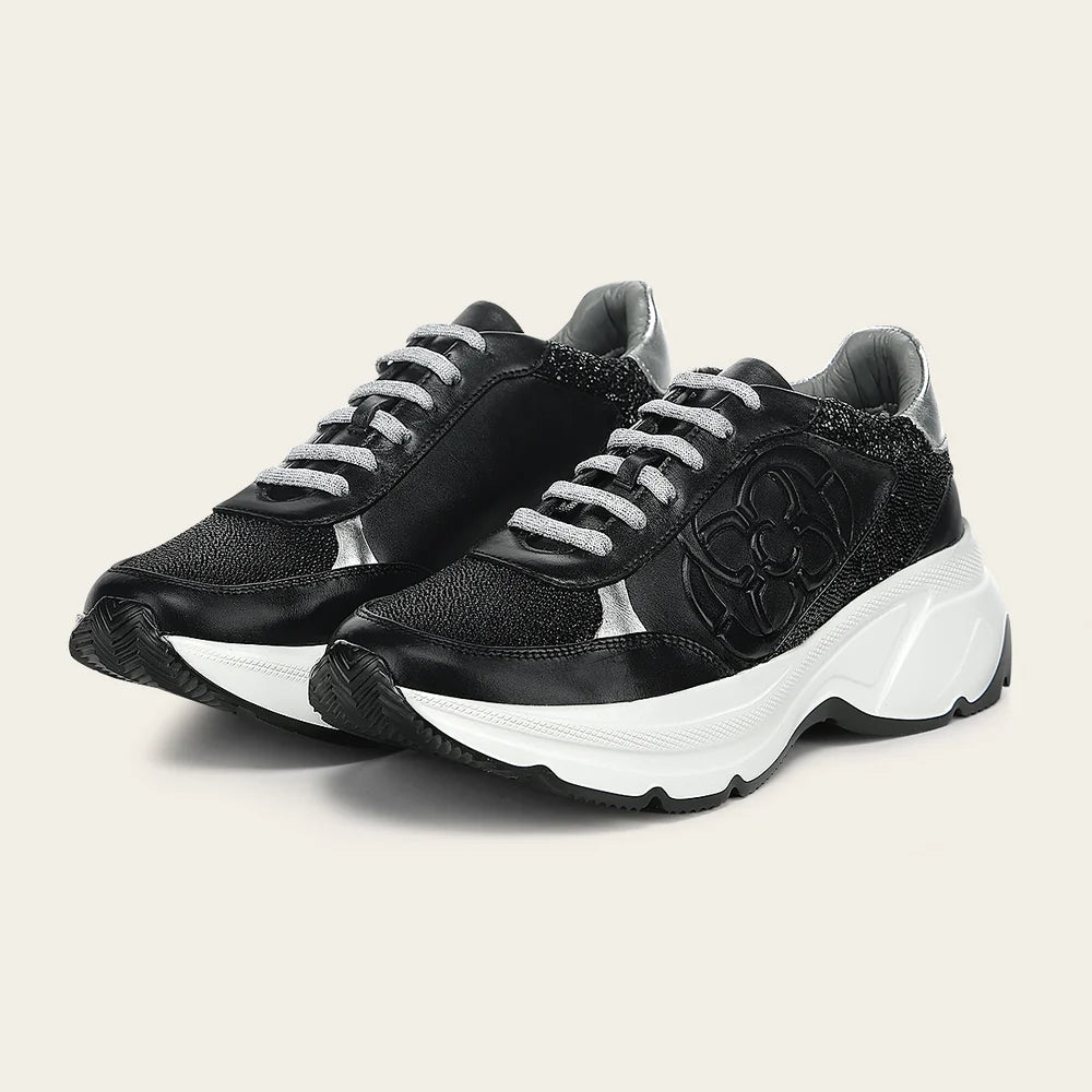 I13MTTM - Franco Cuadra black stingray leather chunky sneakers for women