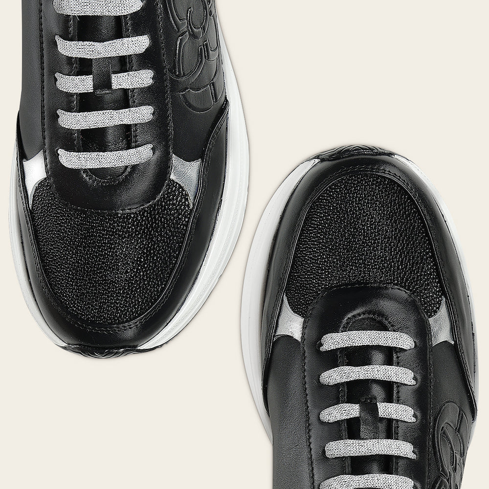 I13MTTM - Franco Cuadra black stingray leather chunky sneakers for women