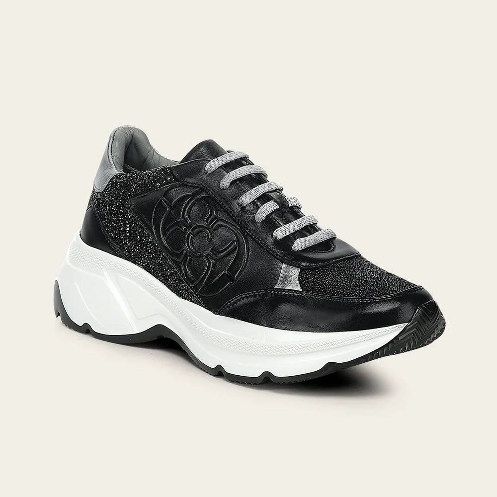 I13MTTM - Franco Cuadra black stingray leather chunky sneakers for women