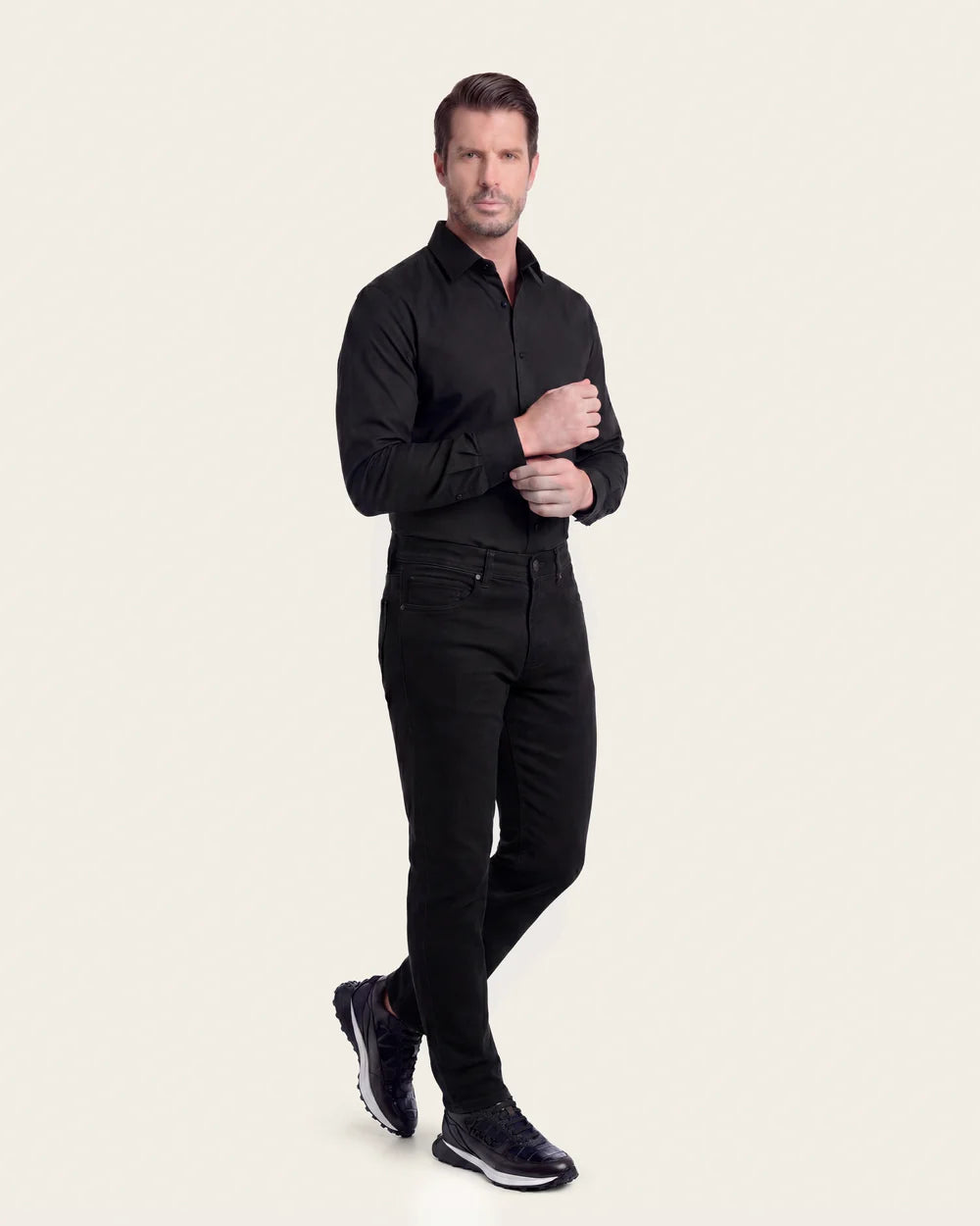 J00LP27 - Cuadra denim black ultimate comfort jeans for men
