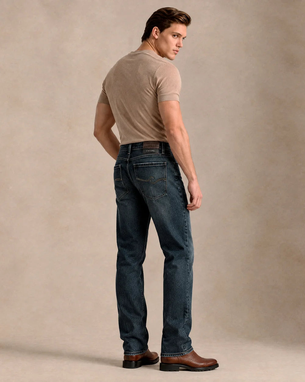 J230054 - Cuadra navy vintage indigo straight leg jeans for men