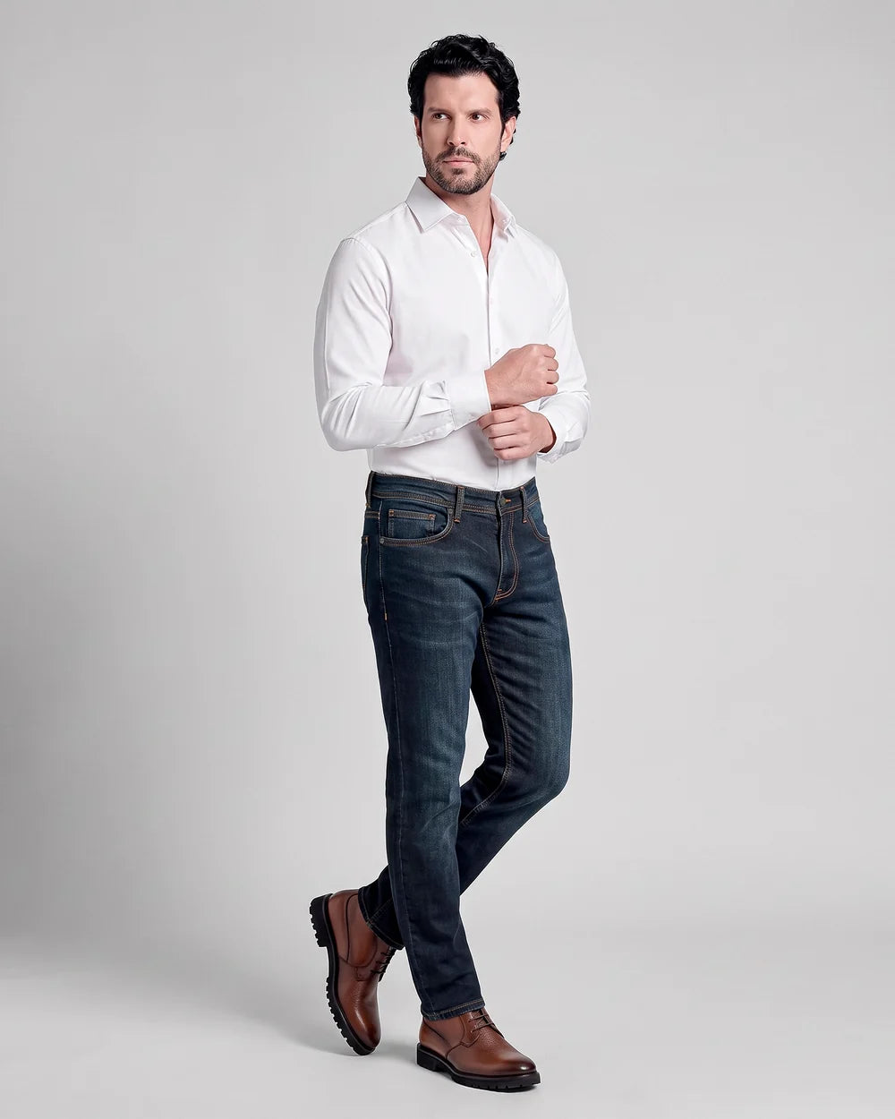 J230084 - Cuadra Men's Dark Navy Rinse Straight Leg Jeans