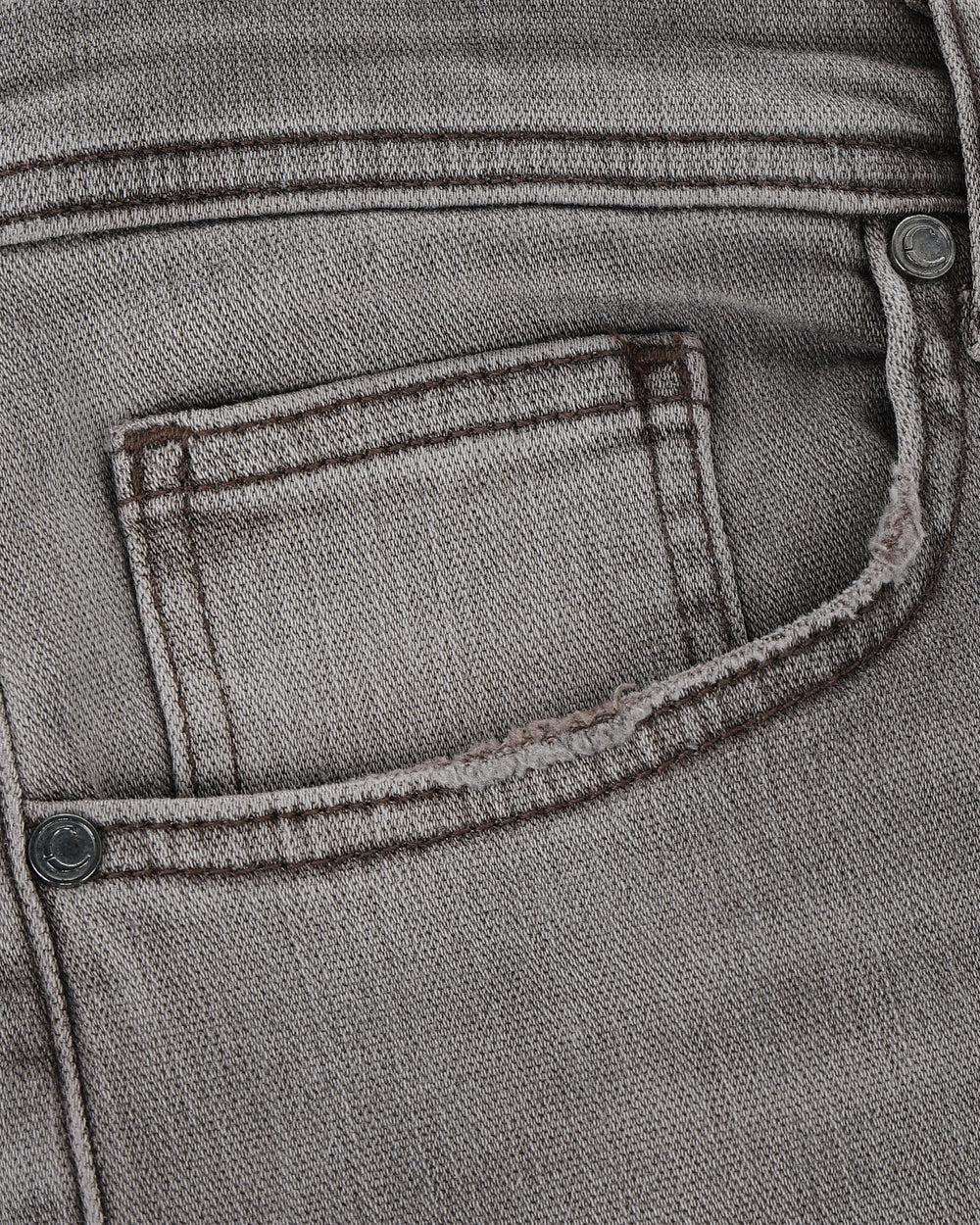 J300559 - Cuadra gray wash jeans with croc-embossed leather patch for men