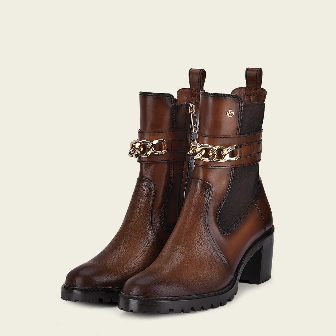 K41VFTV - Cuadra honey deer leather ankle boots for women