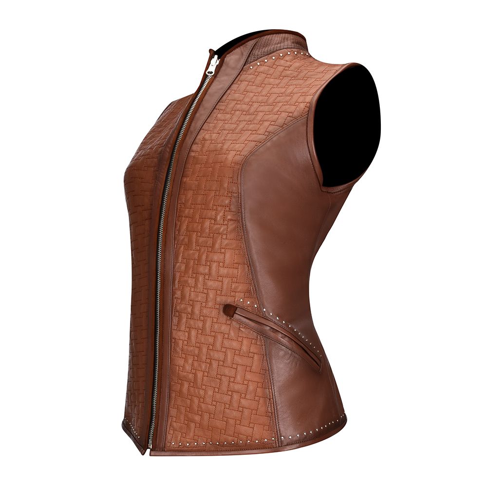 M253COB - Cuadra brown western fashion soft lambskin reversible vest for women-Kuet.us