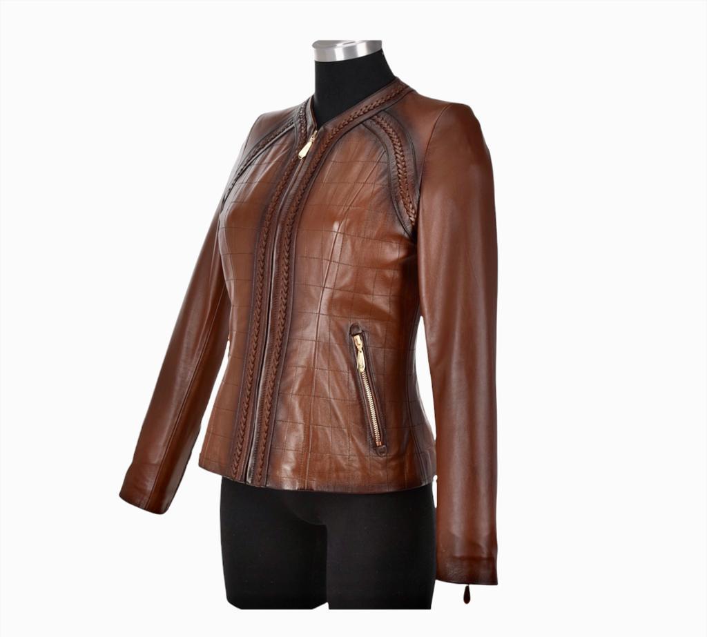 M275COC - Cuadra brown western fashion lambskin leather jacket for women-Kuet.us