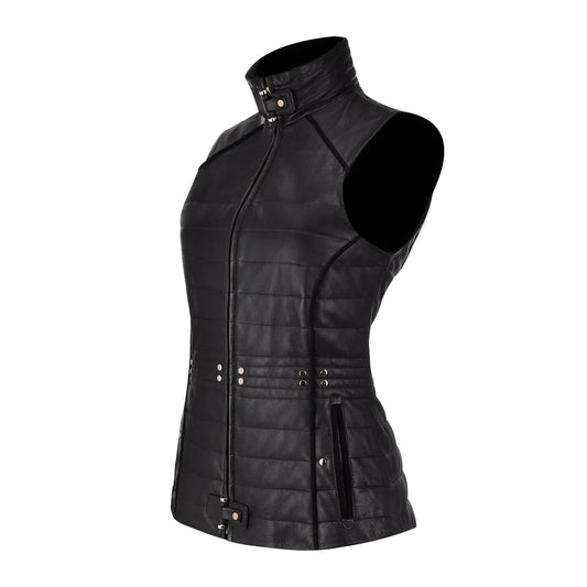 M276BOA - Cuadra black western soft lambskin vest for women