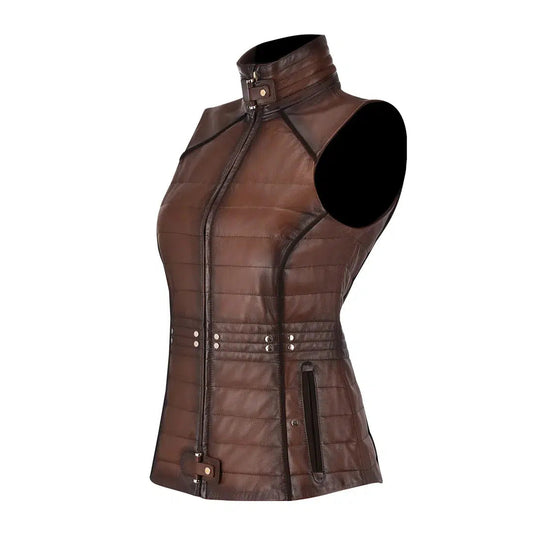 M276COC - Cuadra brown western fashion soft lambskin vest for women-Kuet.us