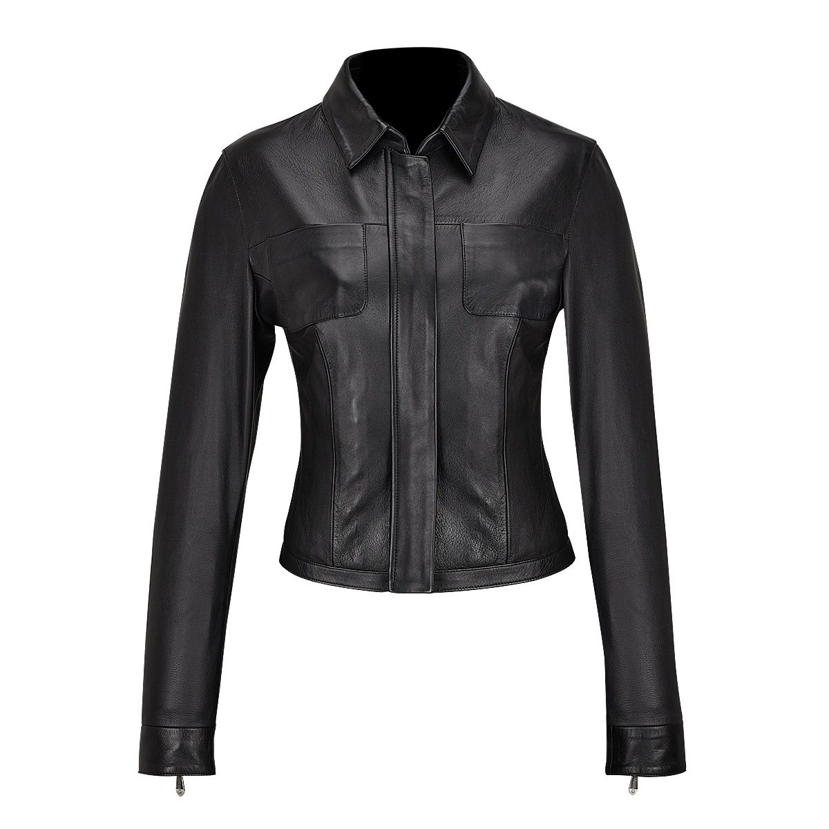 M294BOB - Cuadra black dress casual fashion sheepskin leather jacket for women-Kuet.us