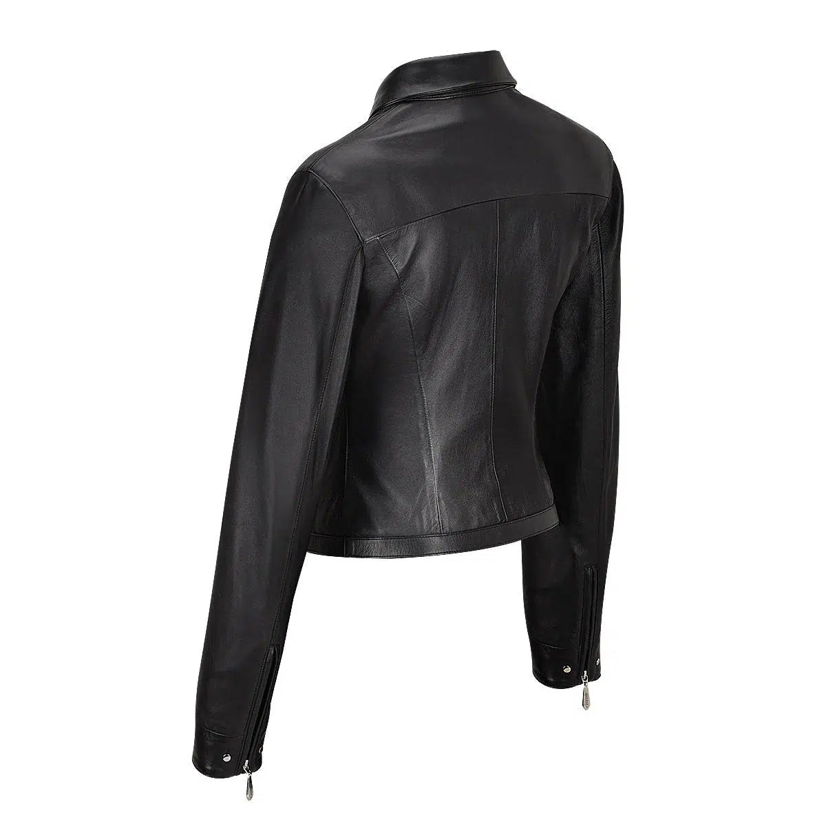 M294BOB - Cuadra black dress casual fashion sheepskin leather jacket for women-Kuet.us