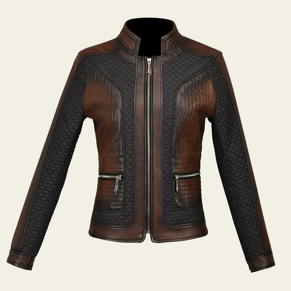 M329COC - Cuadra chocolate western fashion lambskin leather jacket for women