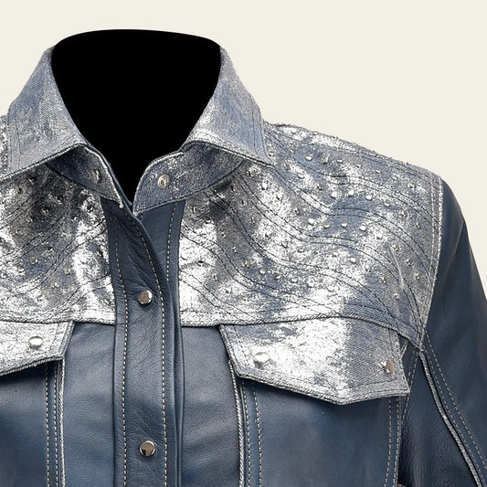 M331BOB - Cuadra Blue quilted lambskin vest for women