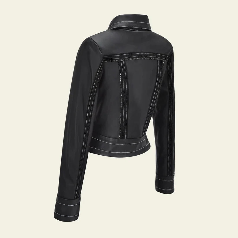 M337BOA- Cuadra black western lambskin jacket for women