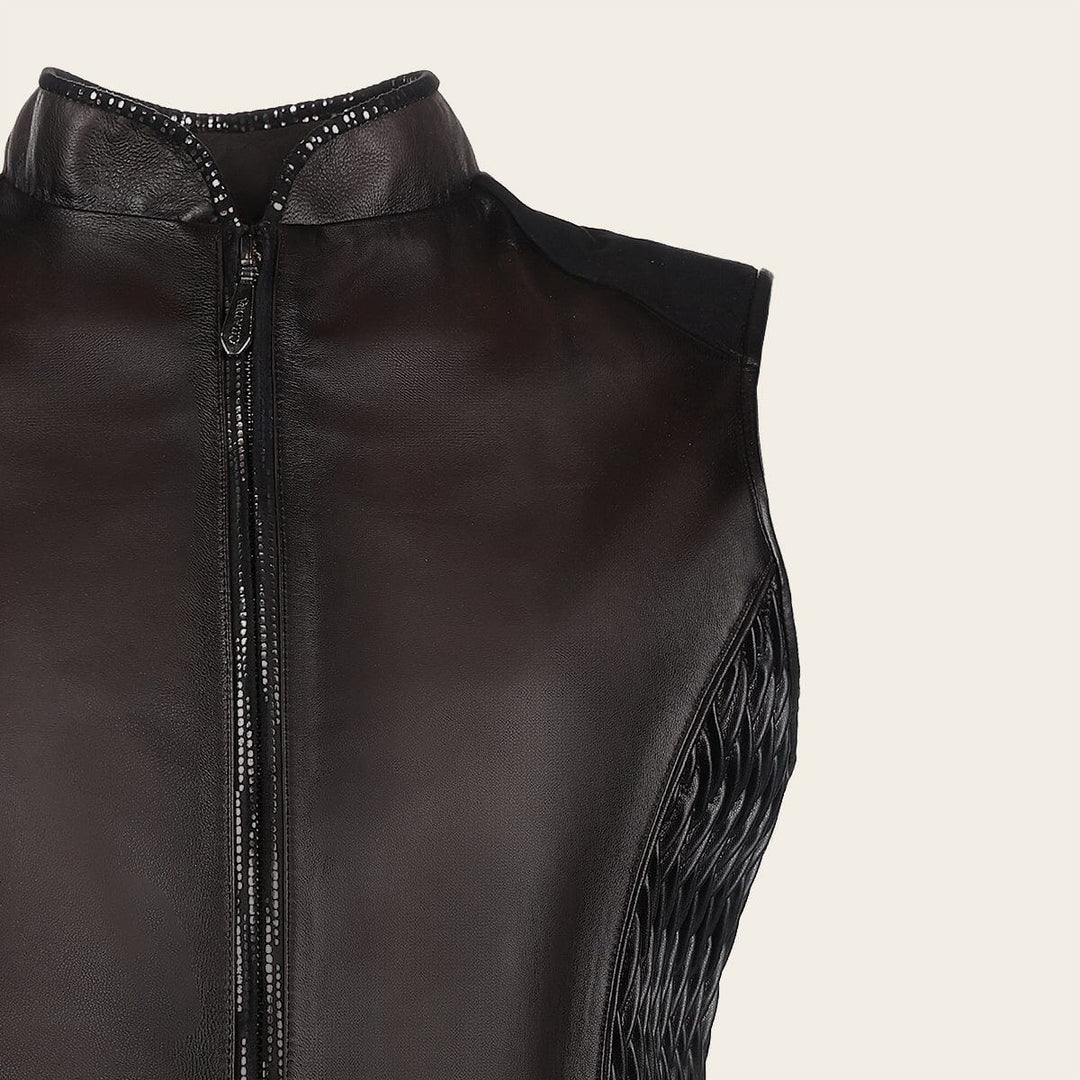 M340BOA - Cuadra chocolate western fashion lambskin leather jacket for women