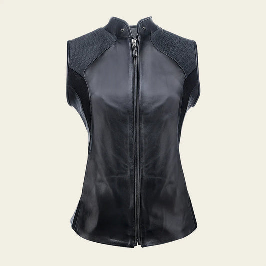 M356BOB- Cuadra black western fashion lambskin leather vest for women