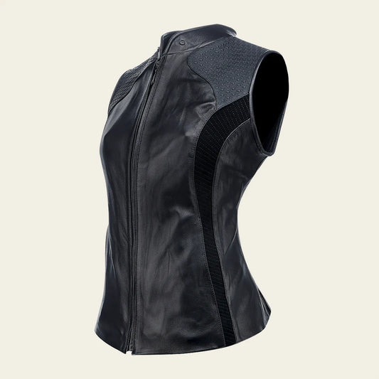 M356BOB- Cuadra black western fashion lambskin leather vest for women