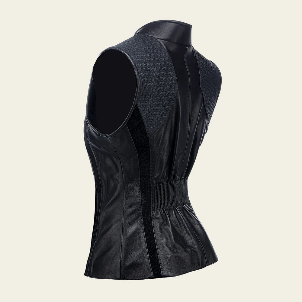 M356BOB- Cuadra black western fashion lambskin leather vest for women