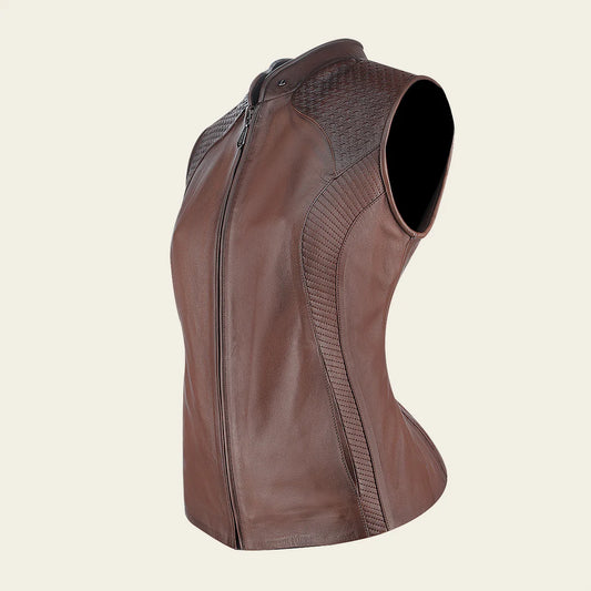 M356COC- Cuadra brown western fashion lambskin leather vest for women