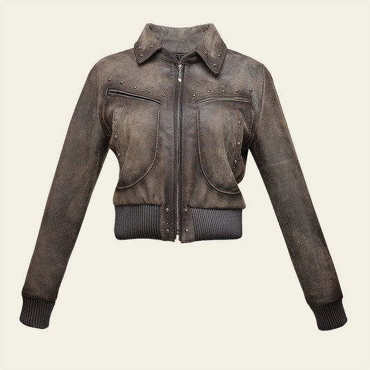 M363BOB - Cuadra brown dress casual fashion leather jacket for women