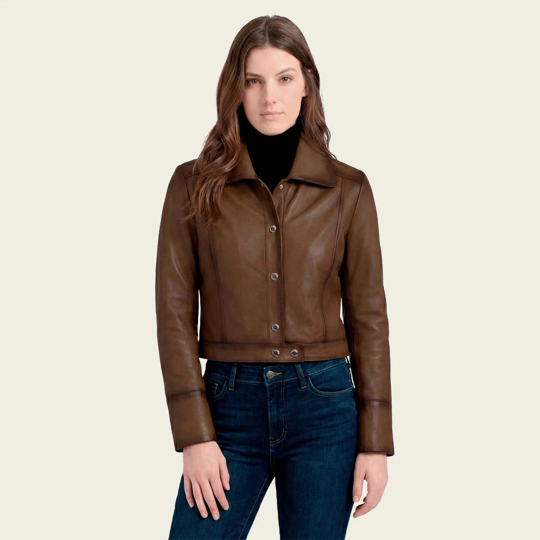 M369BOB - Cuadra honey dress casual fashion leather jacket for women