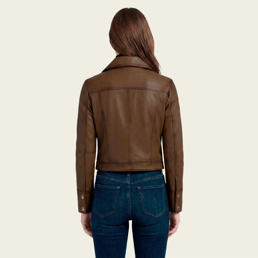 M369BOB - Cuadra honey dress casual fashion leather jacket for women